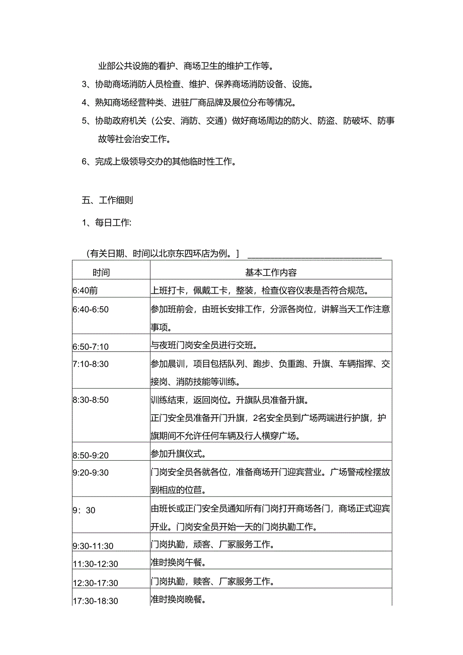 家居集团公司商场安全部白班门岗安全员岗位操作手册.docx_第3页