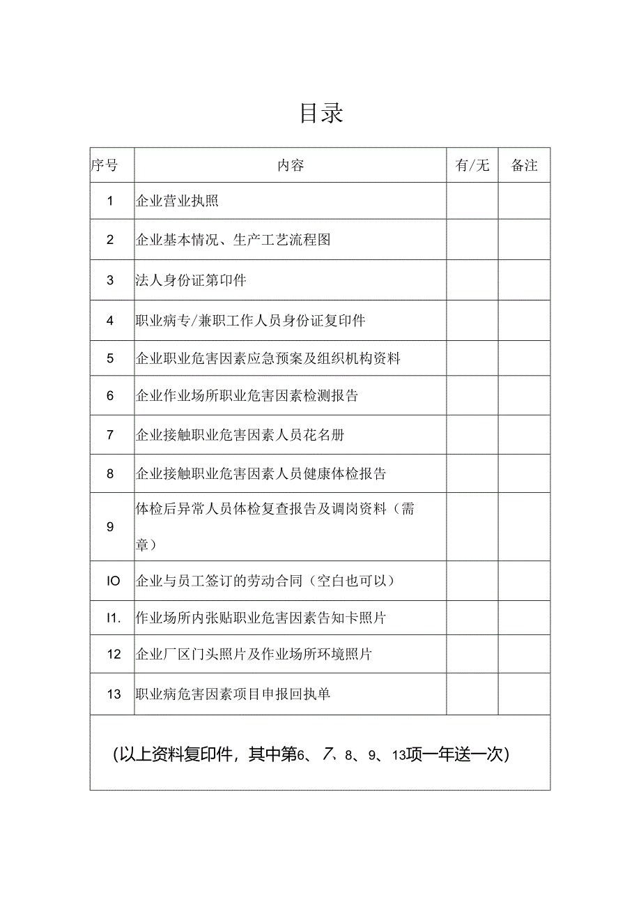 职业卫生建档目录.docx_第1页