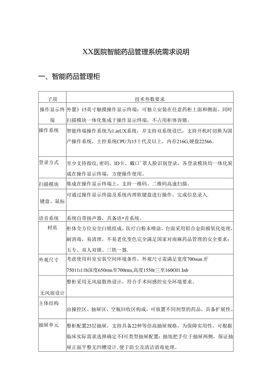 XX医院智能药品管理系统需求说明.docx_第1页