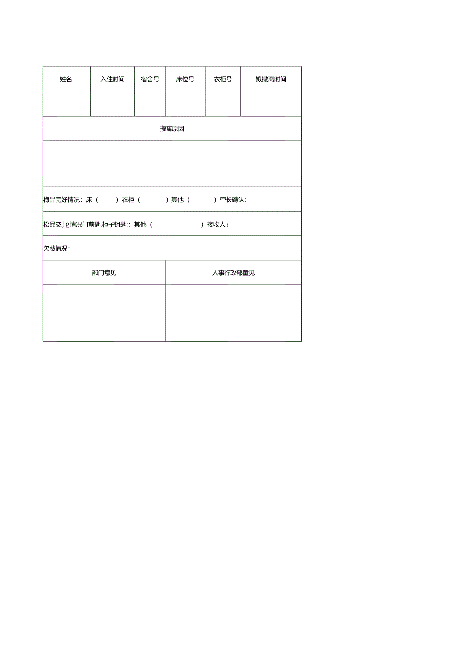 员工宿舍搬离申请单.docx_第1页