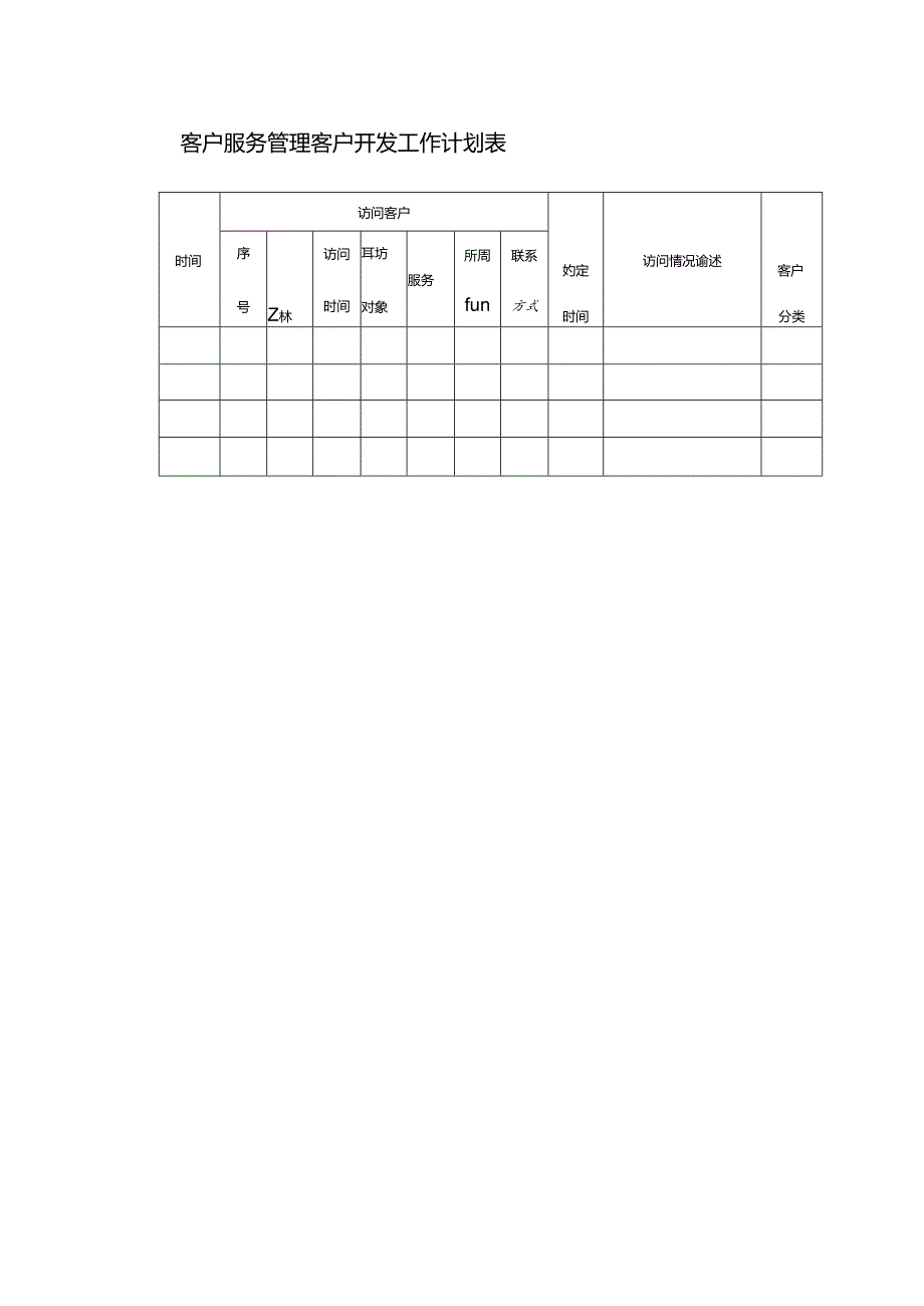 客户服务管理客户开发工作计划表.docx_第1页