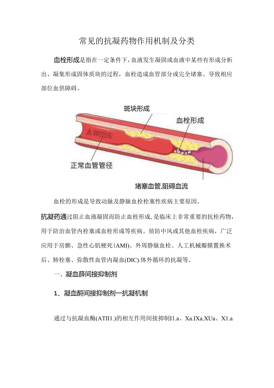 常见的抗凝药物作用机制及分类.docx_第1页