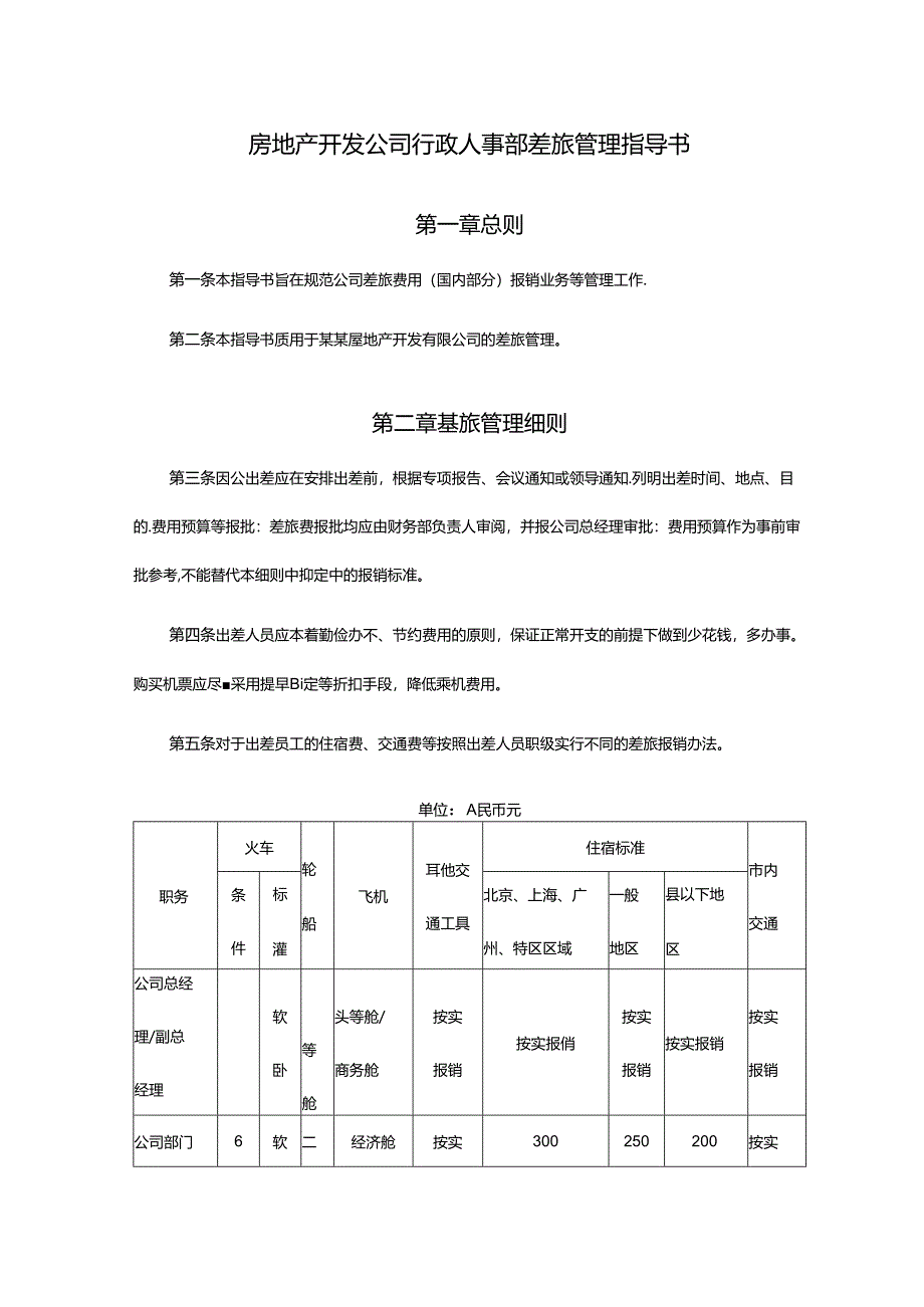 房地产开发公司行政人事部差旅管理指导书.docx_第1页