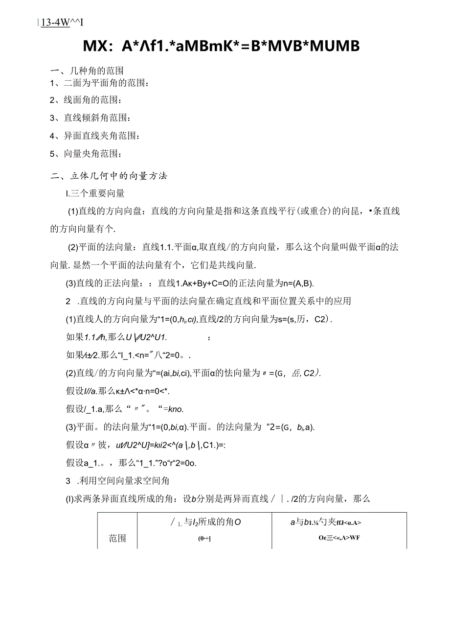 立体几何中的向量方法及二面角的平面角求法总结.docx_第1页