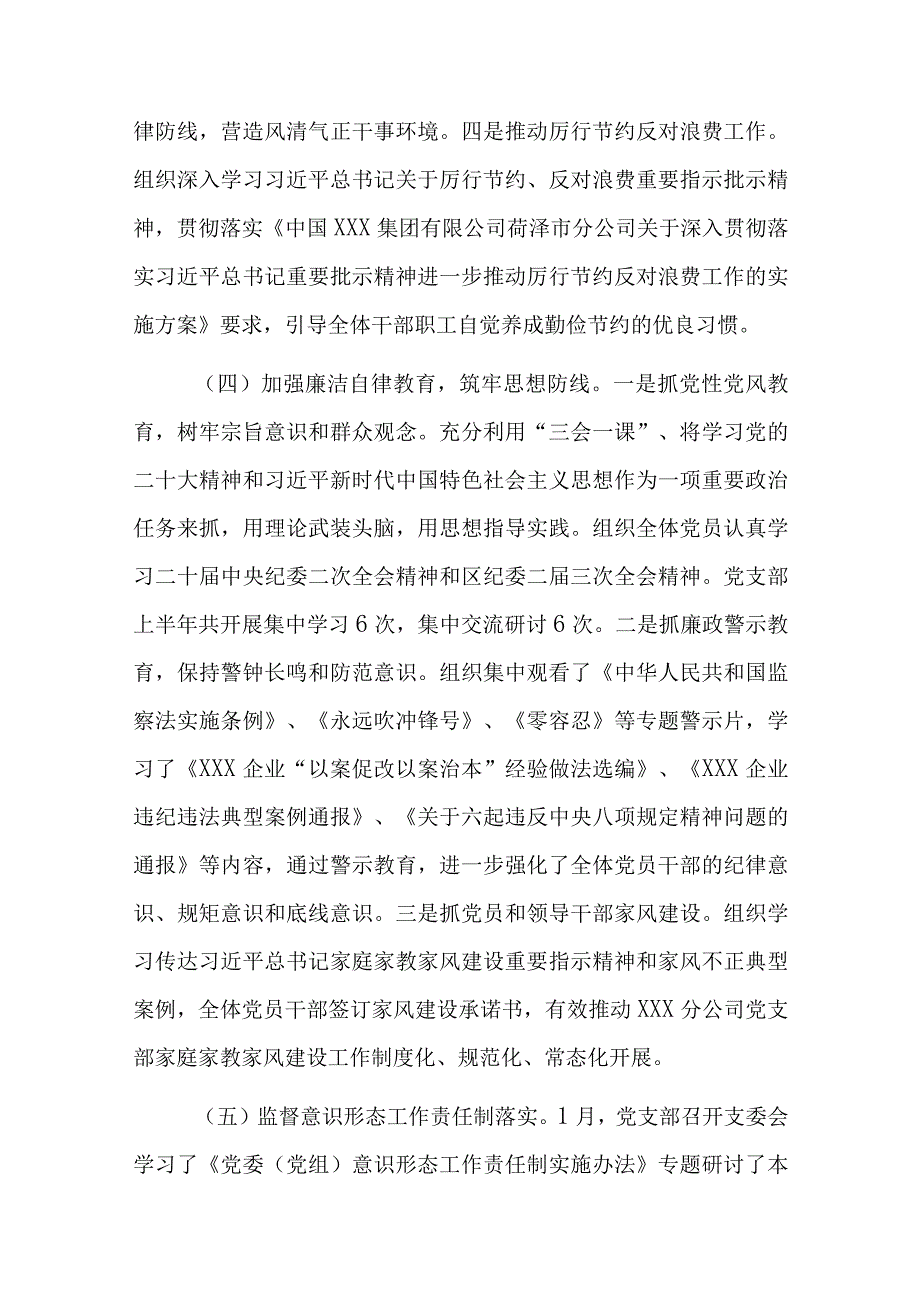 公司上半年纪检监察工作总结及党总支2023年上半年工作总结及下半年工作计划汇报.docx_第3页