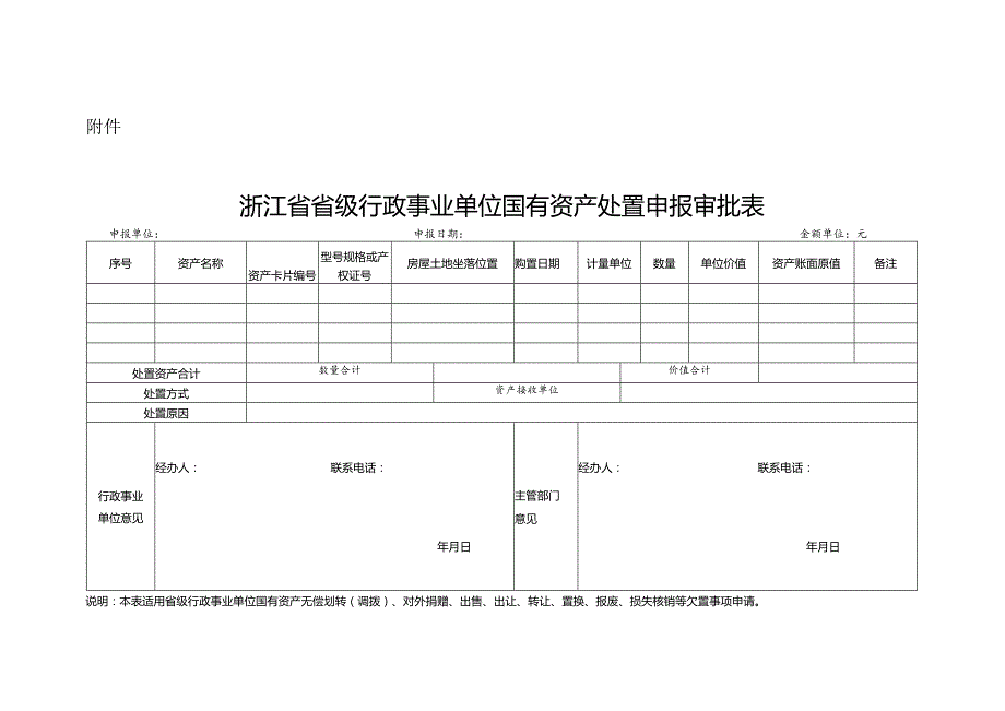 浙江省省级行政事业单位国有资产处置申报审批表.docx_第1页