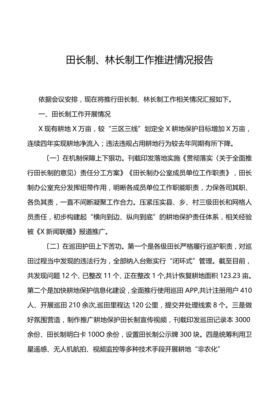 田长制、林长制工作推进情况报告.docx_第1页
