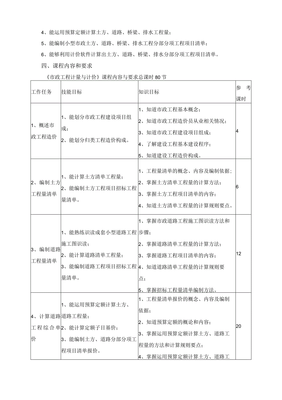 《市政工程计量与计价》课程标准.docx_第2页