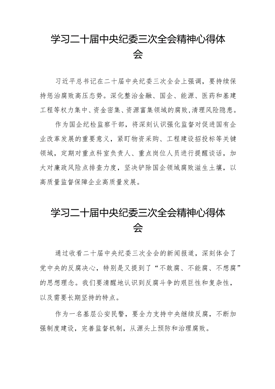 学习二十届中央纪委三次全会精神心得体会交流发言稿二十篇.docx_第2页