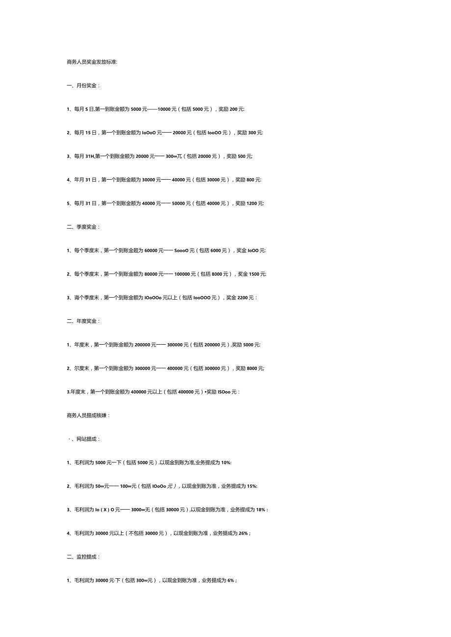 商务人员奖金发放标准.docx_第1页