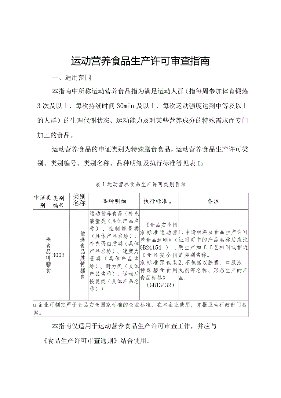 运动营养食品生产许可审查指南.docx_第1页