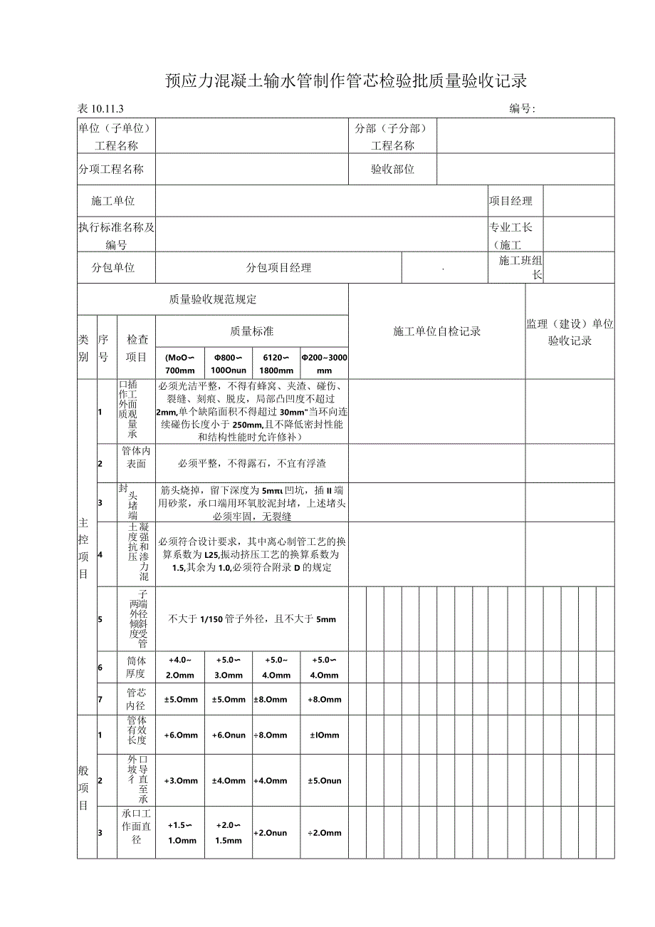 10.11.3 预应力混凝土输水管制作管芯质量标准和检验方法.docx_第1页