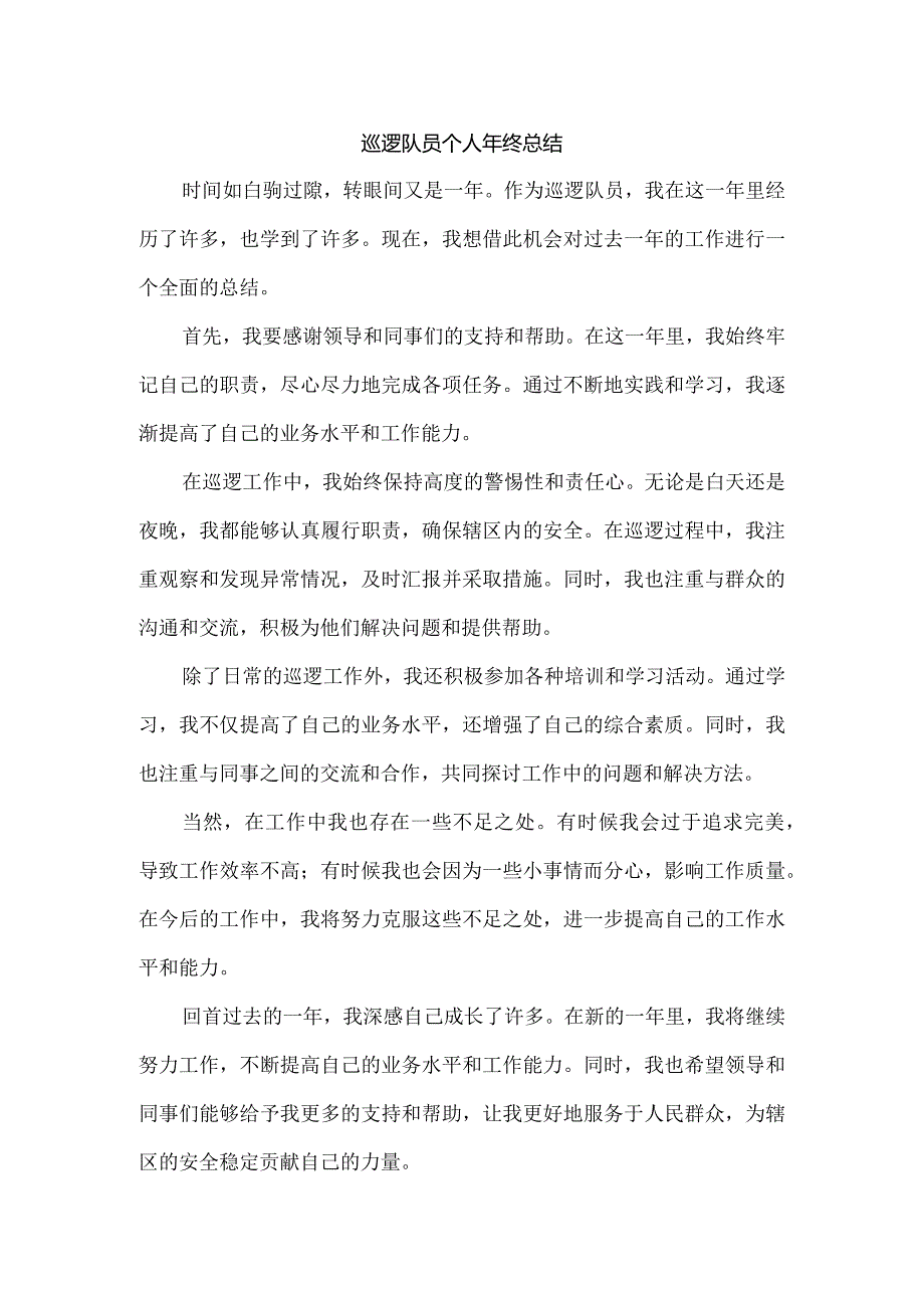 巡逻队员个人年终总结.docx_第1页