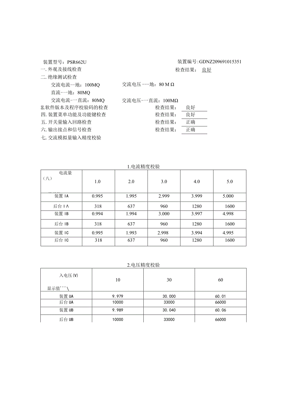 线路精度测控装置校验报告.docx_第1页