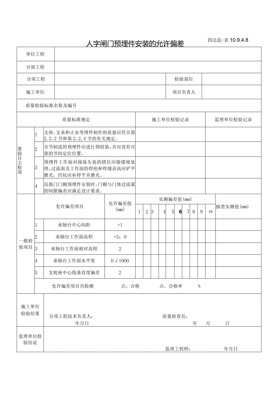 10.9.4.8人字闸门预埋件安装的允许偏差.docx_第1页