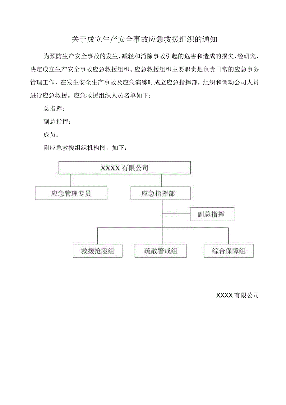 成立生产安全事故应急救援组织和任命文件.docx_第1页