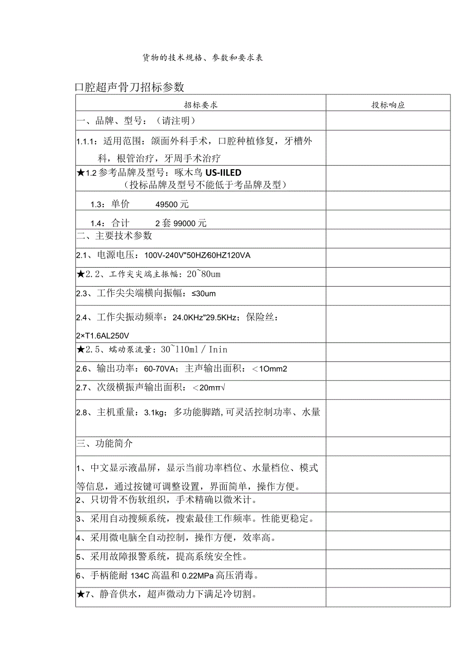 货物的技术规格、参数和要求表.docx_第1页