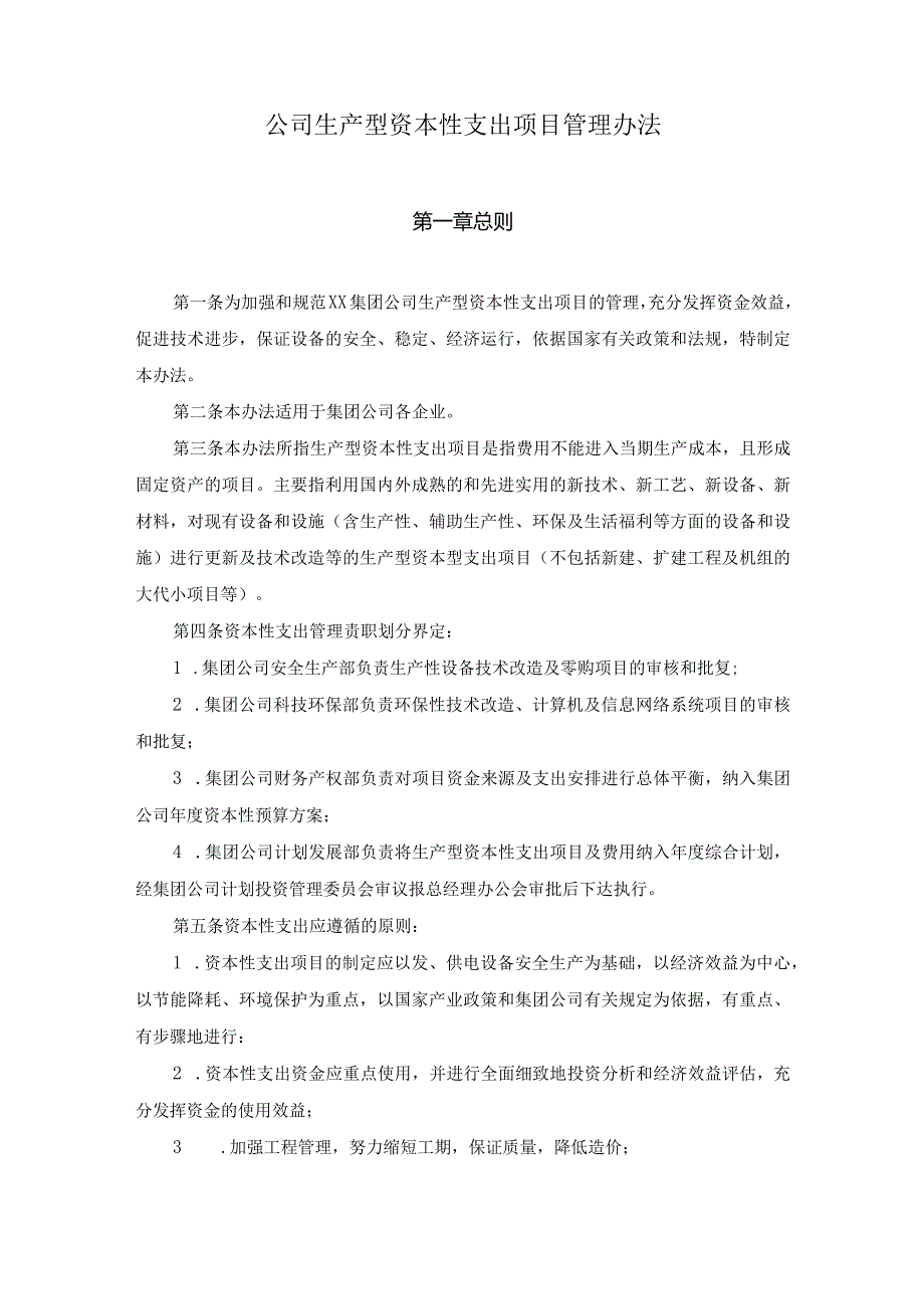 公司生产型资本性支出项目管理办法.docx_第1页