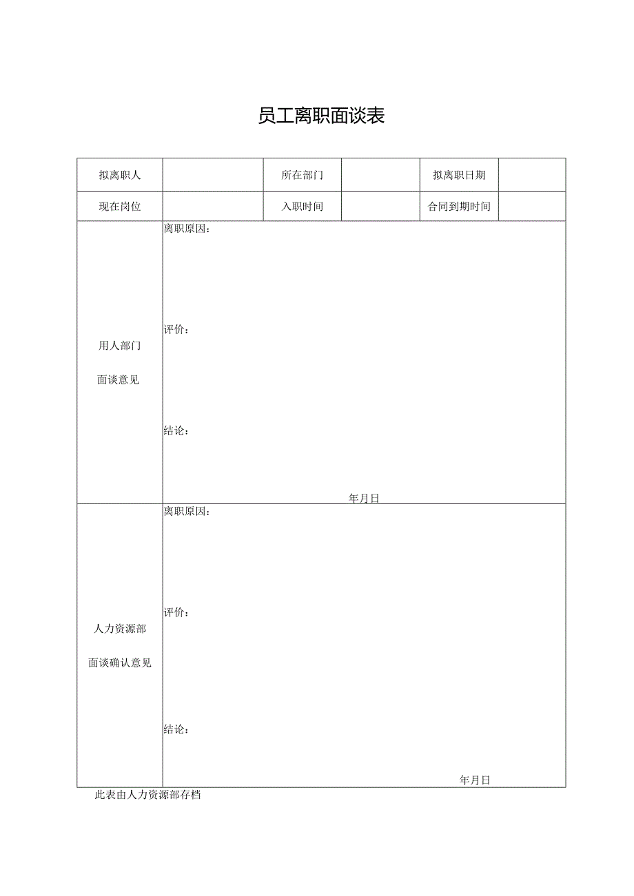 员工离职面谈表（完整版）.docx_第1页