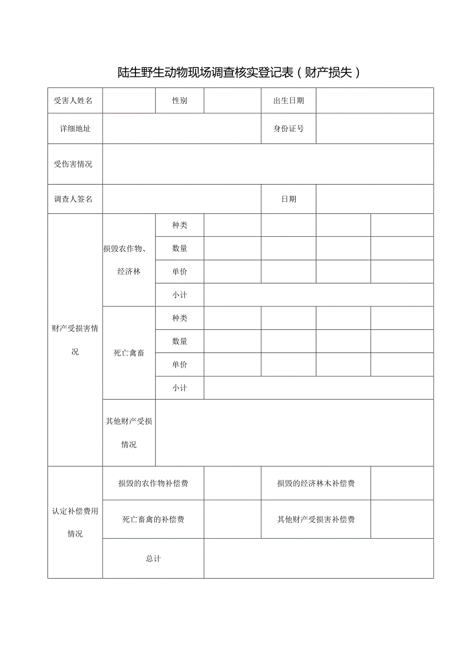 陆生野生动物现场调查核实登记表（人身伤害）.docx_第3页