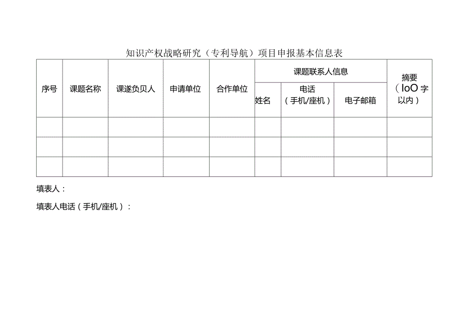 知识产权战略研究（专利导航）项目申报基本信息表.docx_第1页