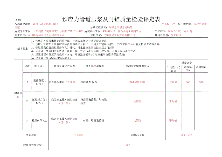 10、P5-8预应力管道压浆及封锚质量检验评定表.docx_第1页