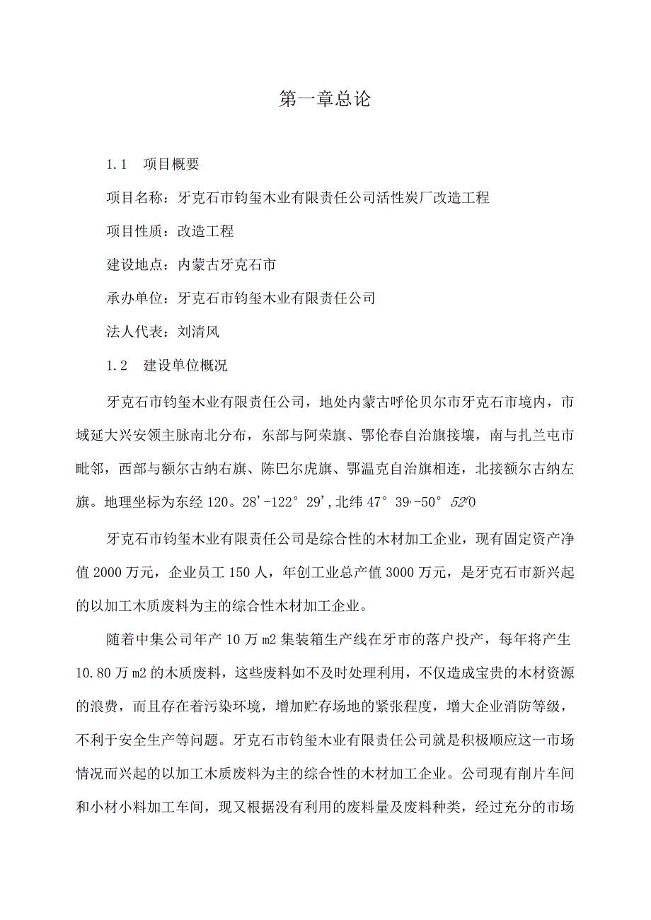 活性炭厂改造工程项目可行性研究报告.docx_第1页