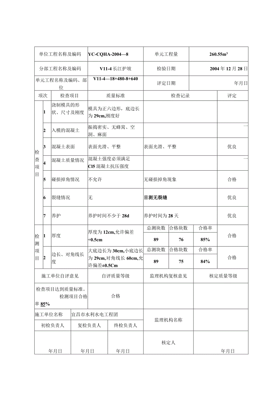 混凝土预制块制作单元工程质量评定表.docx_第3页