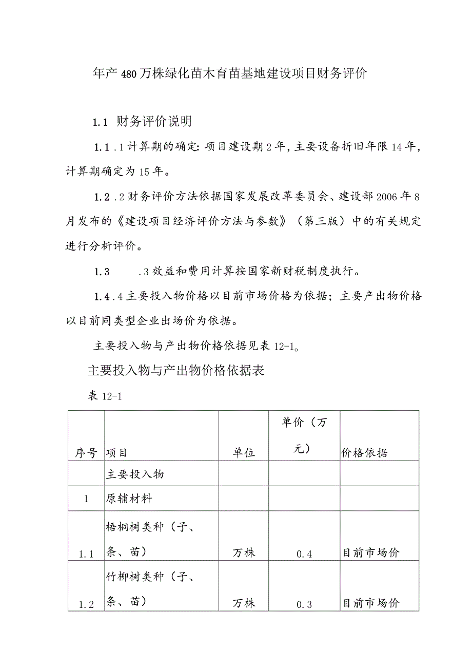 年产480万株绿化苗木育苗基地建设项目财务评价.docx_第1页