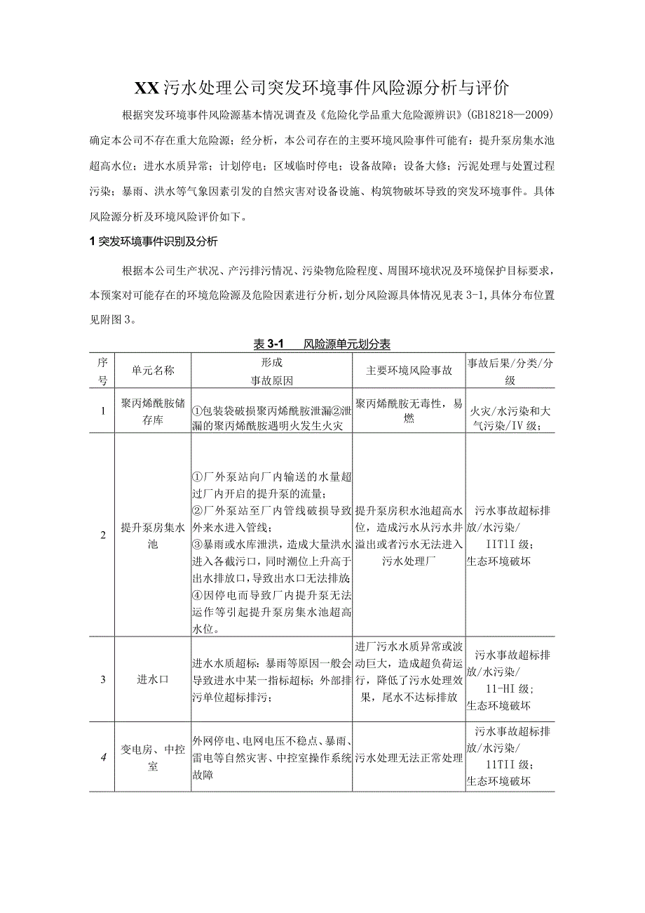 污水处理公司突发环境事件风险源分析与评价.docx_第1页