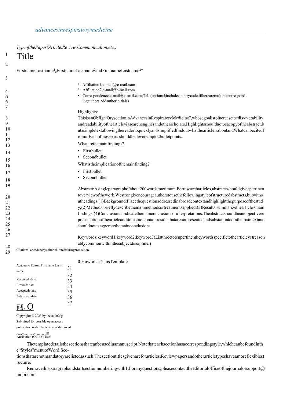 MDPI期刊《AdvancesinRespiratoryMedicine》论文投稿模板.docx_第1页