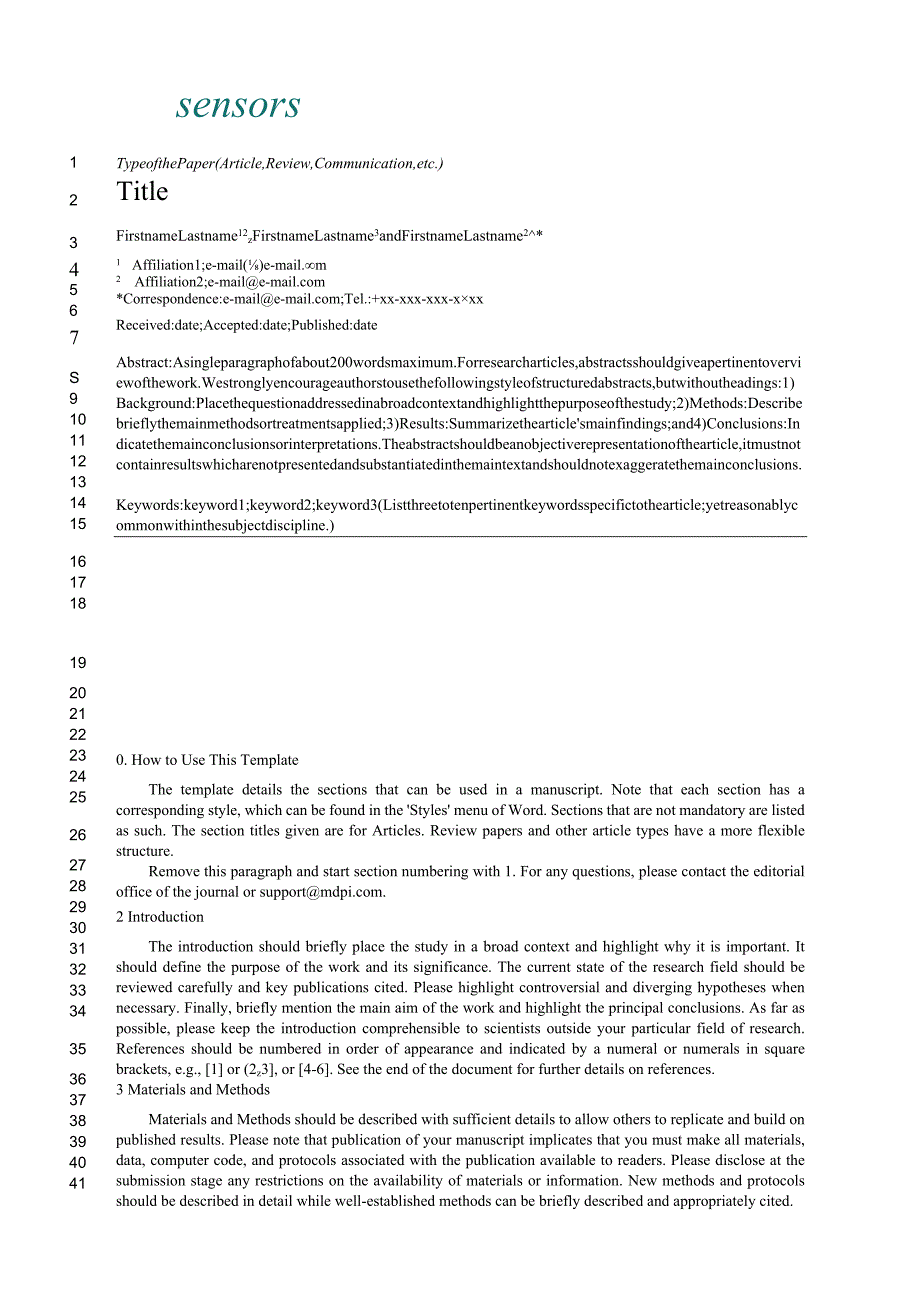 MDPI期刊《sensors》论文投稿模板.docx_第1页