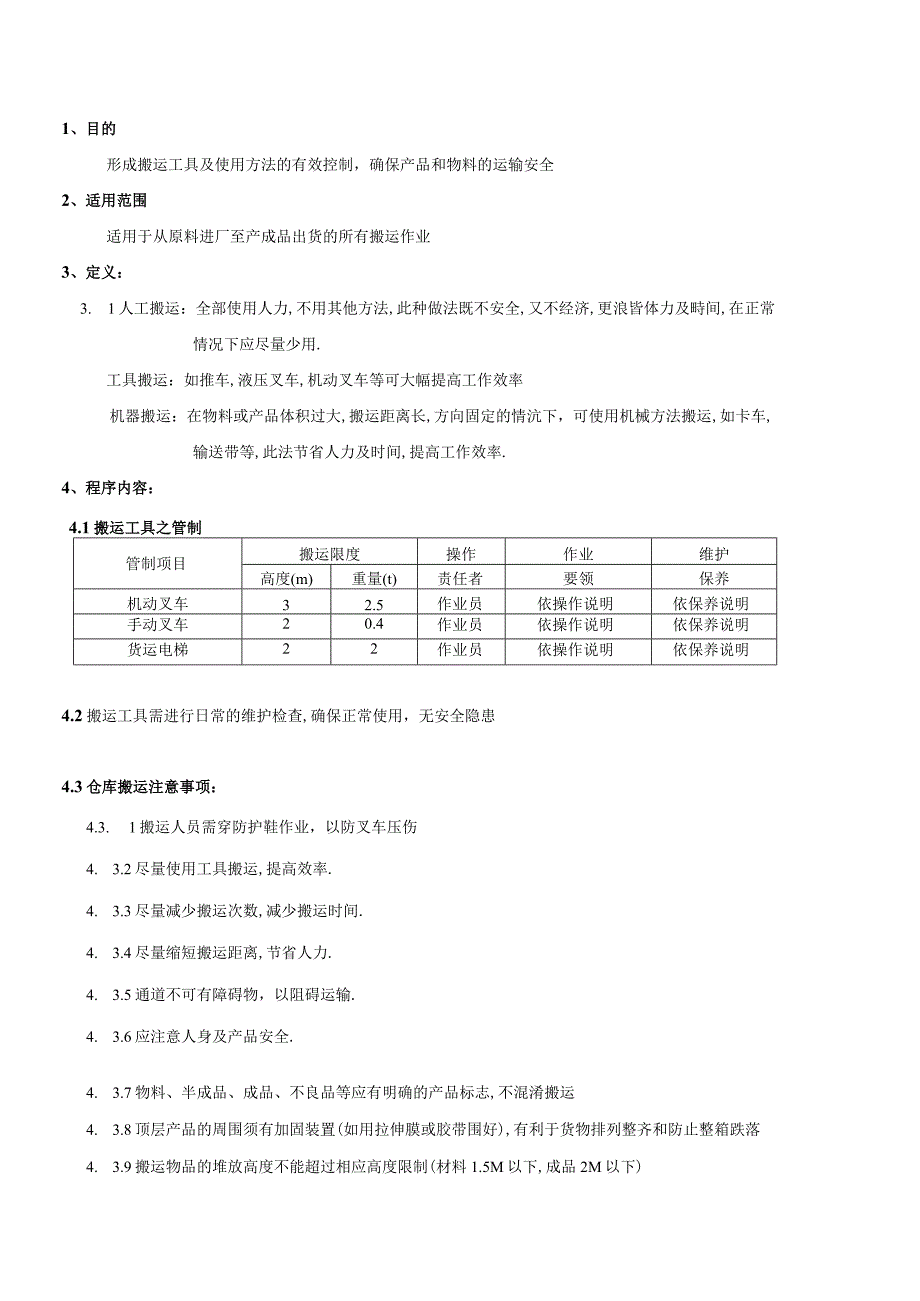 PMWI-A-023货仓搬运管理作业规范.docx_第1页