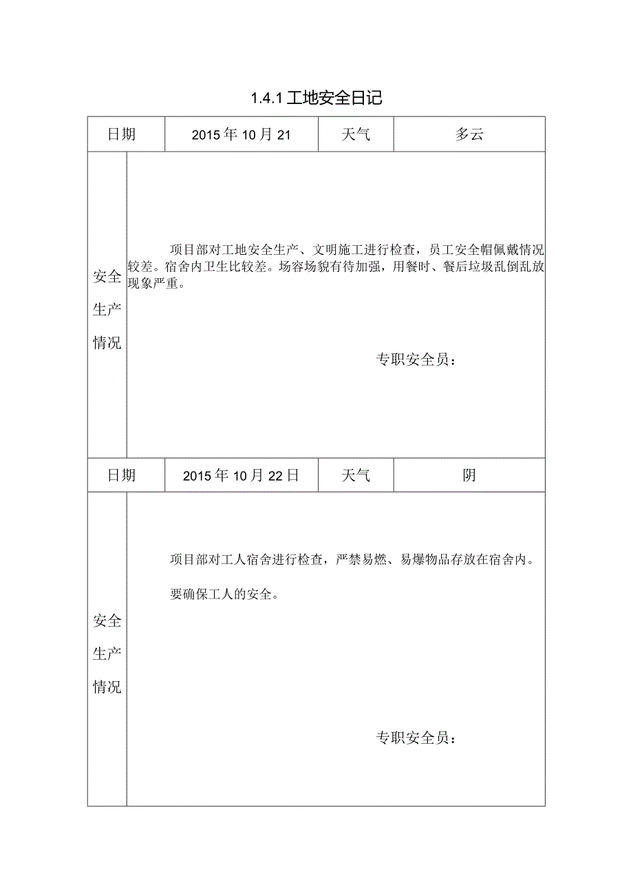 [施工资料]工地安全日记(152).docx_第1页