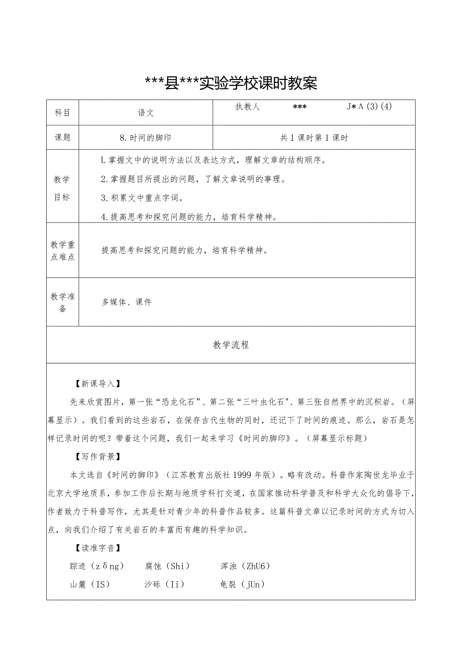 《时间的脚印》优质课教案.docx_第1页