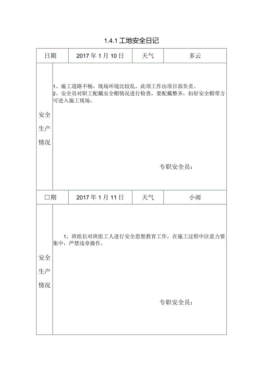 [施工资料]工地安全日记(139).docx_第1页