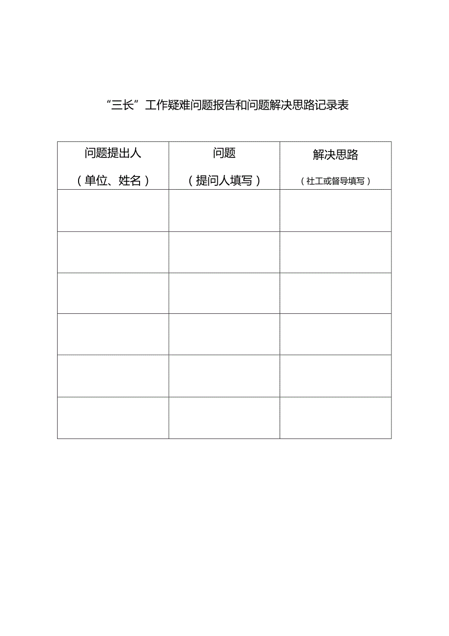 “三长”工作疑难问题报告和问题解决思路记录表.docx_第1页