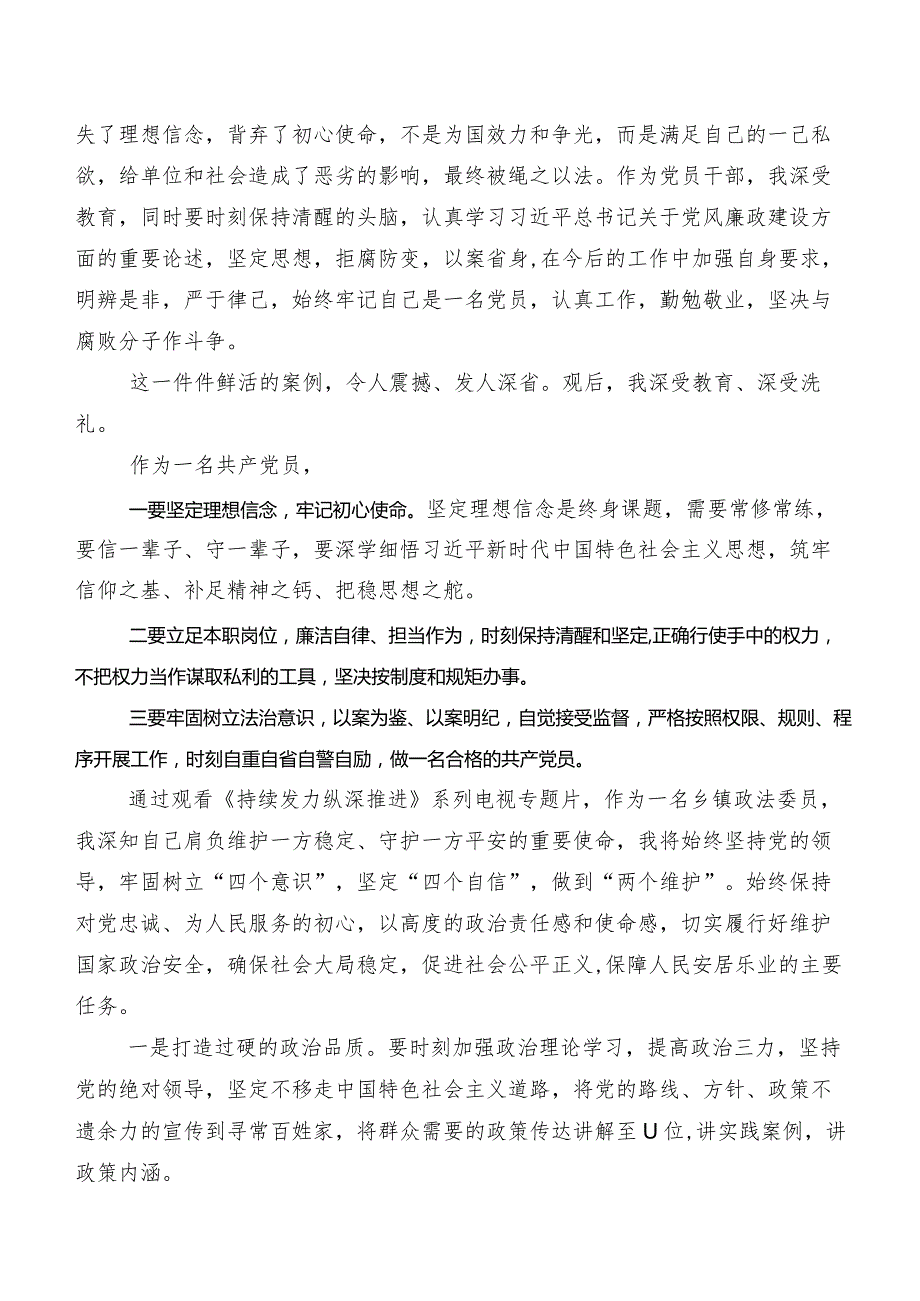 2024年专题片《持续发力纵深推进》的研讨交流发言材、心得体会7篇.docx_第3页