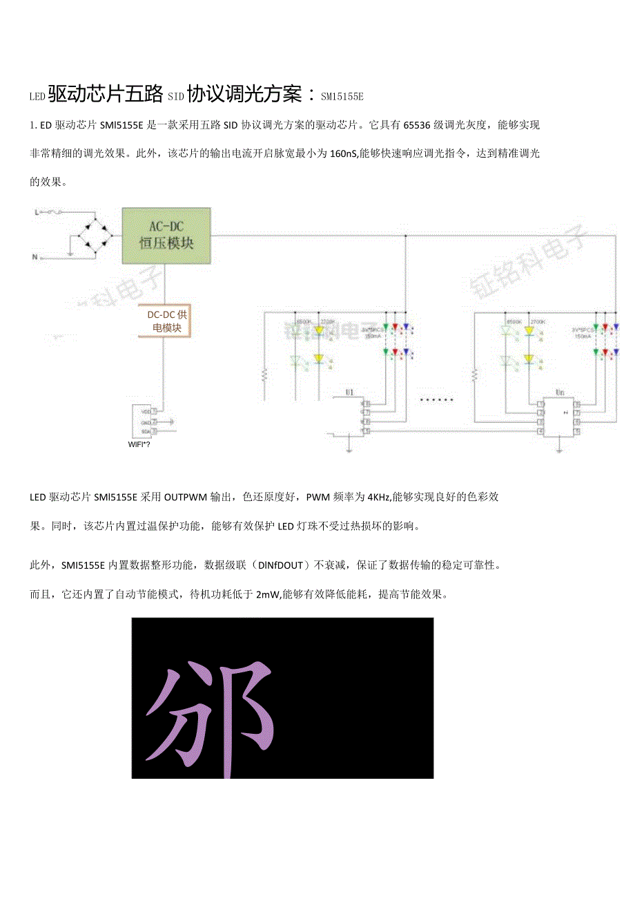 LED驱动芯片五路SID协议调光方案：SM15155E.docx_第1页