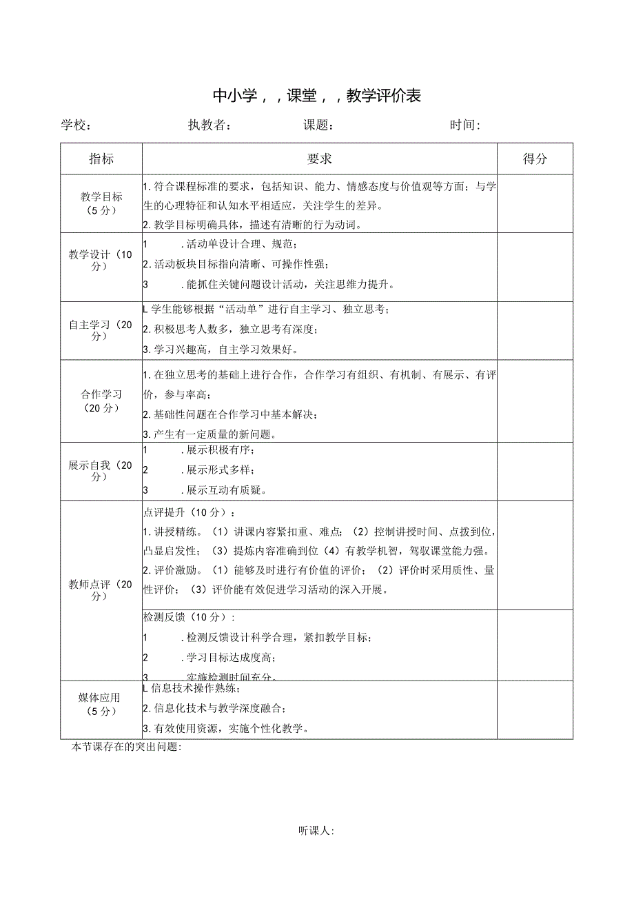 “课堂”教学评价表.docx_第1页