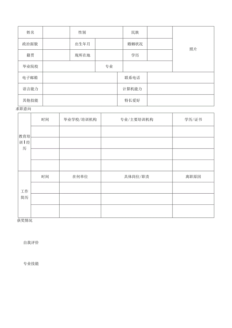 个人空白简历标准表(23).docx_第3页