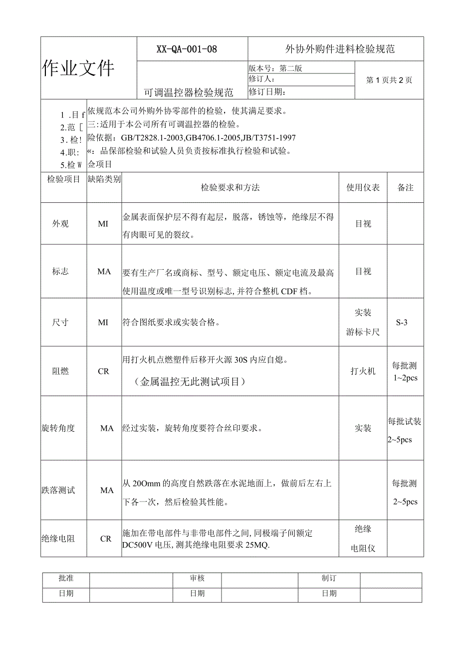 可调温控器检验规范.docx_第1页