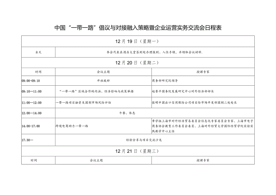 中国一带一路”倡议与对接融入策略暨企业运营实务交流会.docx_第1页