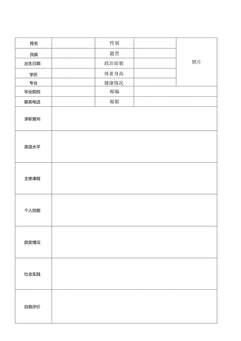 个人空白简历标准表(6).docx_第1页