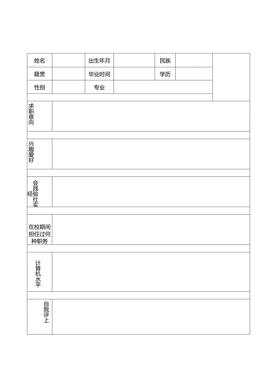 个人空白简历标准表(29).docx_第1页