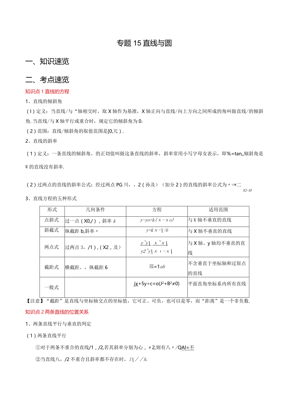 专题15直线与圆（解析版）.docx_第1页