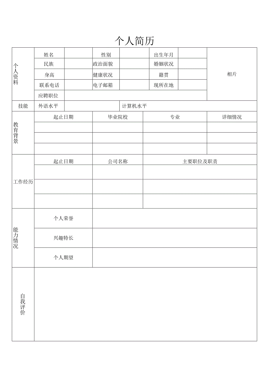 个人空白简历标准表(33).docx_第3页