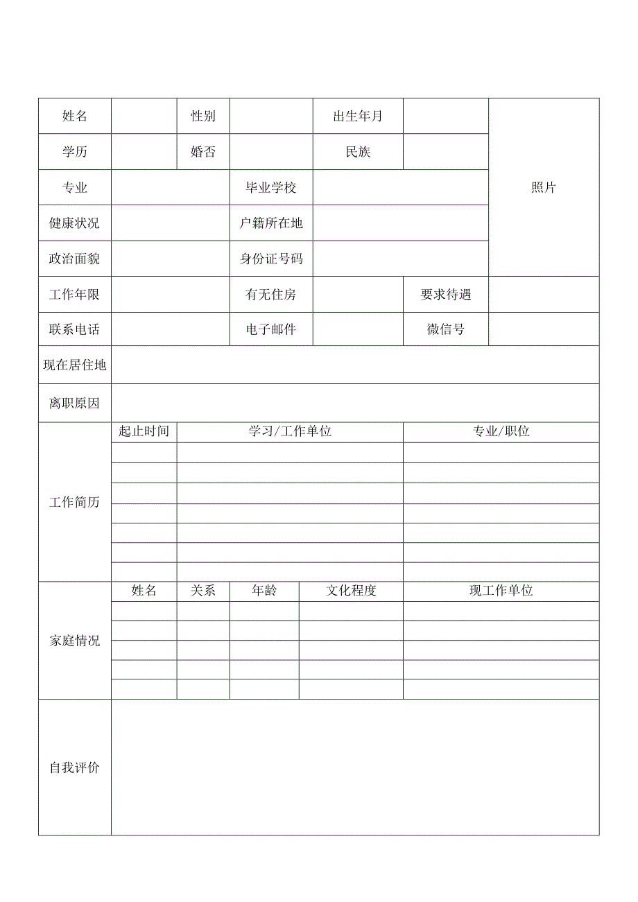 个人空白简历标准表(10).docx_第2页