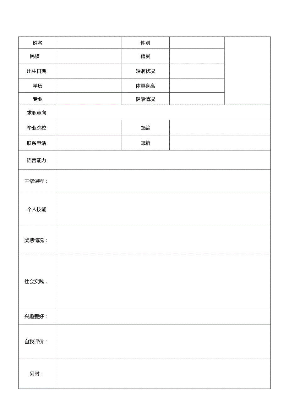 个人空白简历标准表.docx_第2页