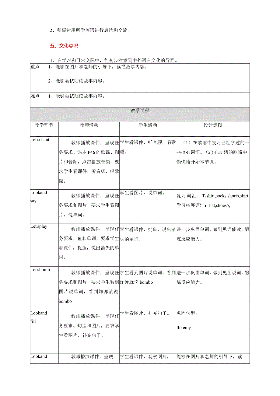 一年级下册Unit6ClothesUnit6ClothesStorytime教案.docx_第2页